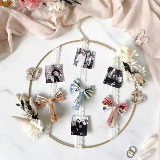 DIY-Trockenblumen-Geschenk Frieda: 30 cm Metallring mit 5 verschiedenen Trockenblumen für Hochzeitsgeschenk