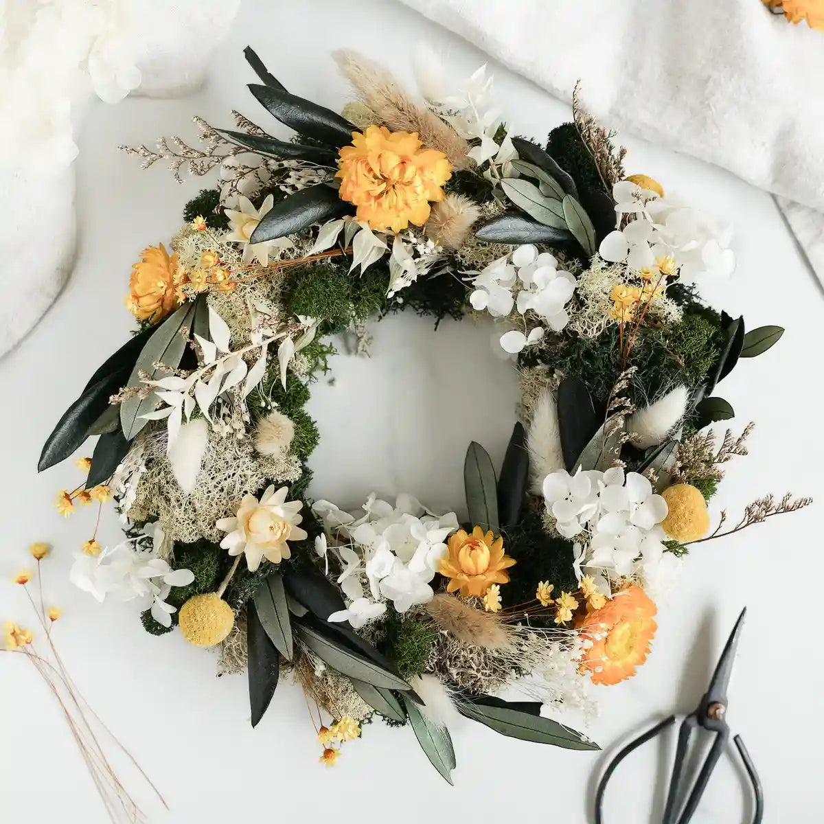 Bastel-Set Trockenblumen Tischkranz Ruth – Naturtöne selbst gestalten – Blumelei
