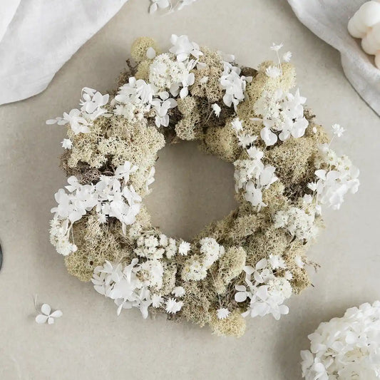 Bastelset Helene: Trockenblumen und Moose für zeitlosen Tischkranz – ideal für Hochzeiten und Taufen