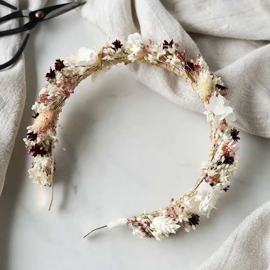 DIY-Trockenblumen Haarreif Anna: Set mit Basteldraht, Haarreif, 8 Trockenblumenarten und Spezialtape für individuellen Haarschmuck