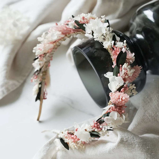 DIY-Trockenblumen Haarreif Tamara: Set mit Basteldraht, Haarreif, 9 Trockenblumenarten und Spezialtape für individuellen Haarschmuck