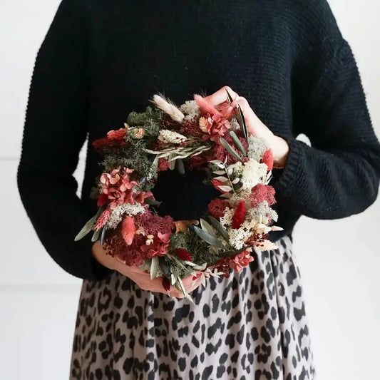 Bastelset Jette: Eleganter Tischkranz mit handverlesenen Trockenblumen in warmen Herbsttönen