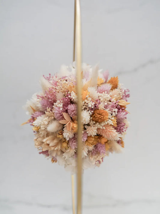 Bastelset Alina: Metallreif mit Fuß, Steckschaum und 14 Trockenblumen für individuelle Dekoration