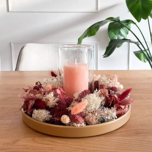 Bastelset Paulina: Eleganter Tischkranz mit warmen Farbtönen und natürlichen Trockenblumen