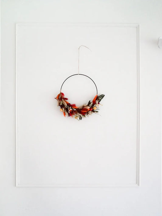 Bastelset Mathilda schwarz: Eleganter Herbstkranz mit 14 handverlesenen Trockenblumen und Juteschnur