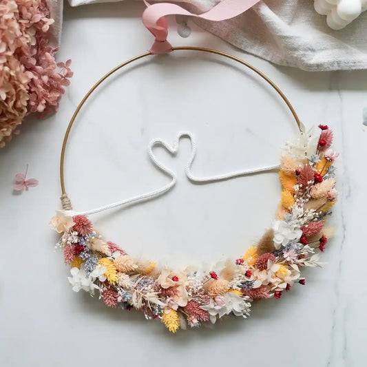 DIY-Set Trockenblumenkranz Daisy mit Herz