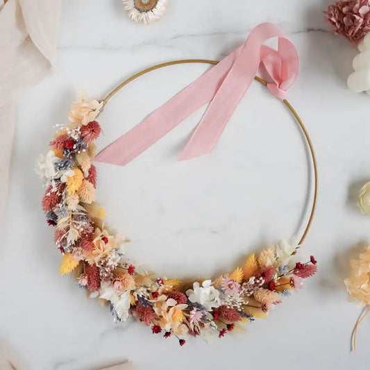 DIY-Set Trockenblumen Wandkranz Daisy
