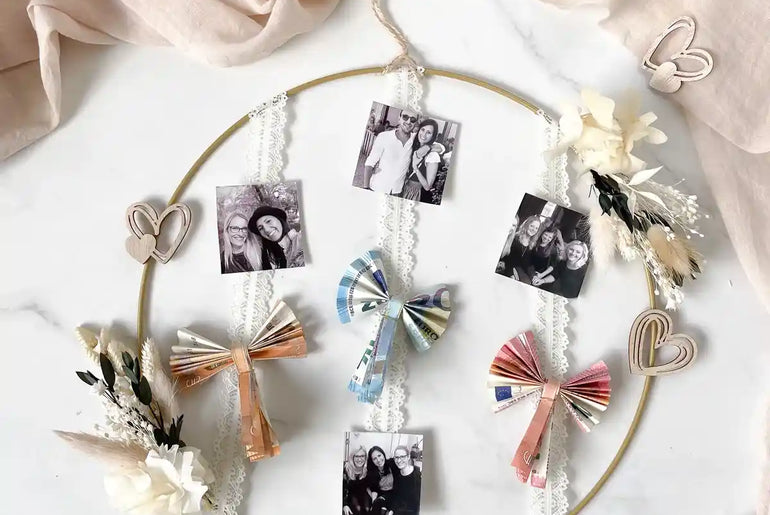 DIY-Trockenblumen-Geschenk Frieda: 30 cm Metallring mit 5 verschiedenen Trockenblumen für Hochzeitsgeschenk