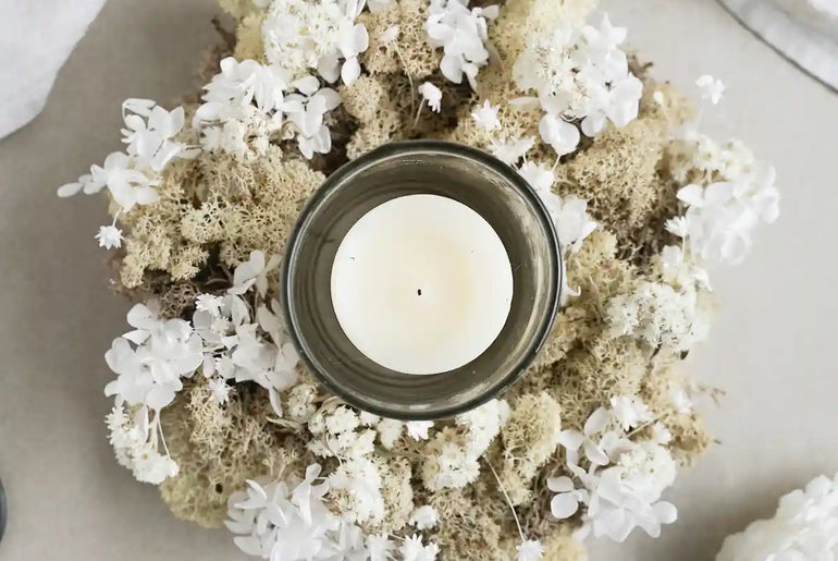 Eleganter Trockenblumenkranz Helene in Beige und Creme – DIY-Bastelset mit Strohrömer und Draht