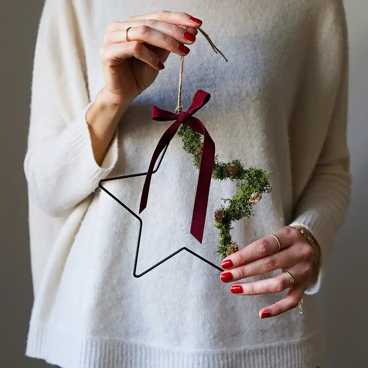 Trockenblumen Weihnachtsstern Stella creme: DIY-Kit mit Anleitung und Video für kreative Weihnachtsdekoration