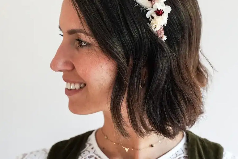 Trockenblumen Haarreif Anna: Floristenqualität Materialien für langlebigen und stilvollen Haarschmuck