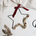 DIY-Set Weihnachtsstern Stella creme: 18 cm Metallstern mit Moos und Samtband für festliche Deko