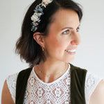 Bastelset Haarreif Lilian: 9 Trockenblumen in Creme, Blau und Pink, Basteldraht, Spezialtape und Anleitung