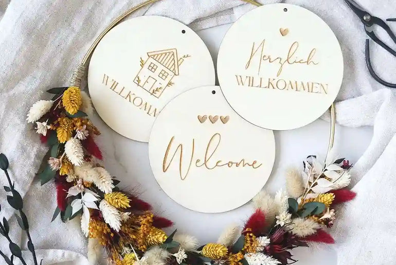 DIY-Trockenblumen Türkranz Rosalie: 25 cm Metallring mit Trockenblumen in Rot, Gelb, Creme und Grün