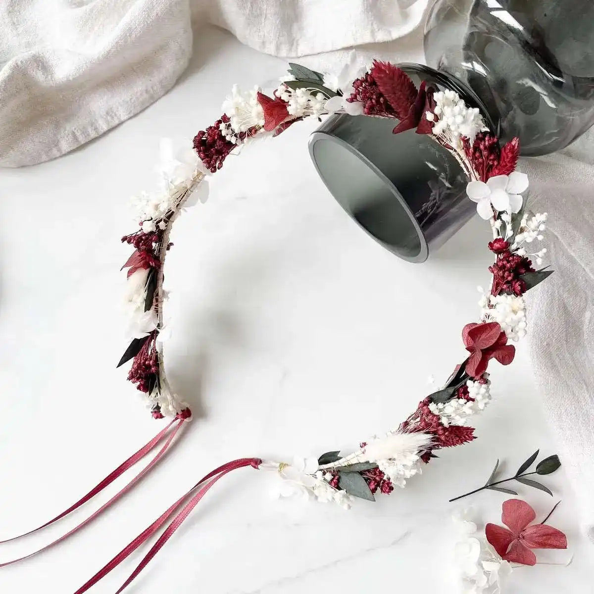 DIY-Trockenblumengesteck Alexa: Übertopf mit 11 handverlesenen Trockenblumen für stilvolle Tischdekoration