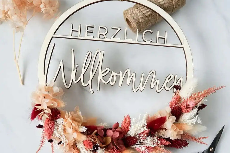 DIY-Trockenblumen Türkranz Isabelle: 25 cm Holzring mit 