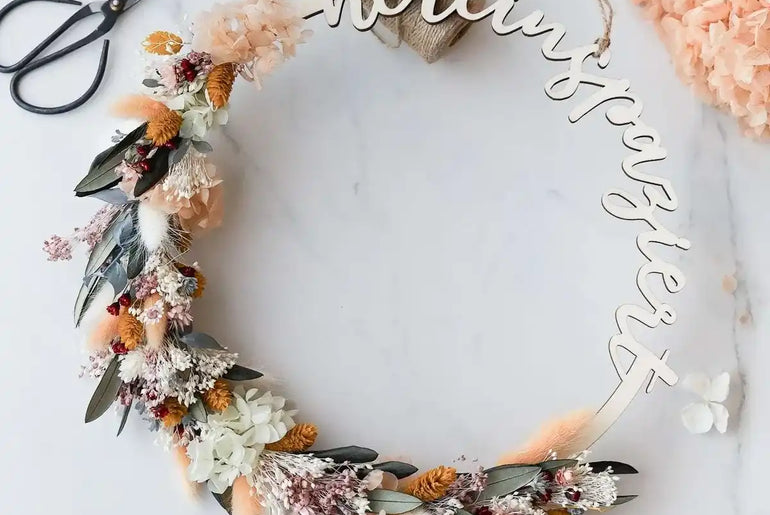 DIY-Trockenblumen Türkranz Julia: 30 cm Holzring mit 