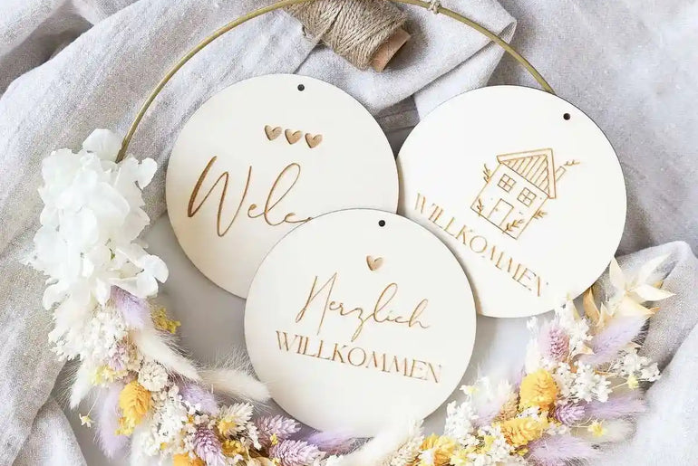 DIY-Trockenblumen Türkranz Sonja: 25 cm Metallring mit Trockenblumen in Creme, Gelb und Flieder