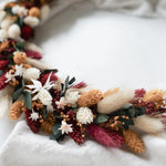 Bastelset Rosalie schwarz: Herbstkranz mit Trockenblumen in Rot, Gelb und Creme für Dekoration