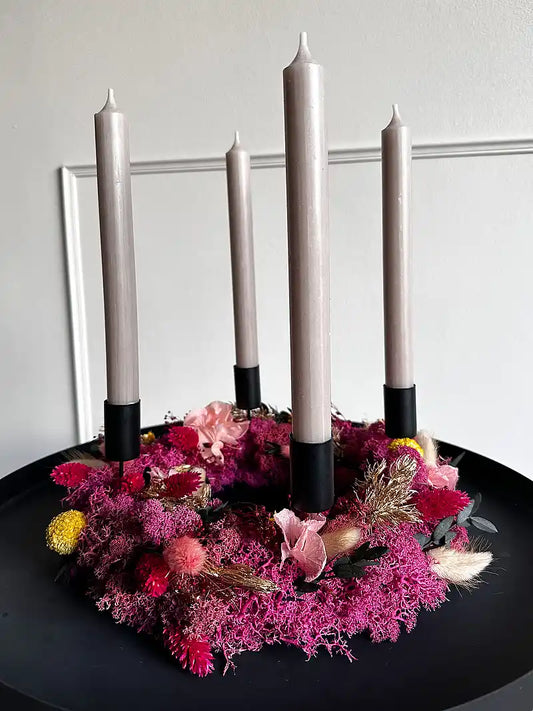 Bastelset Pink Christmas: Eleganter Adventskranz mit Trockenblumen in Rosa, Pink und Gold
