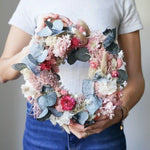 DIY-Bastelset Elli: Eleganter Tischkranz mit natürlichen Materialien in Rosa, Weiß und Grün