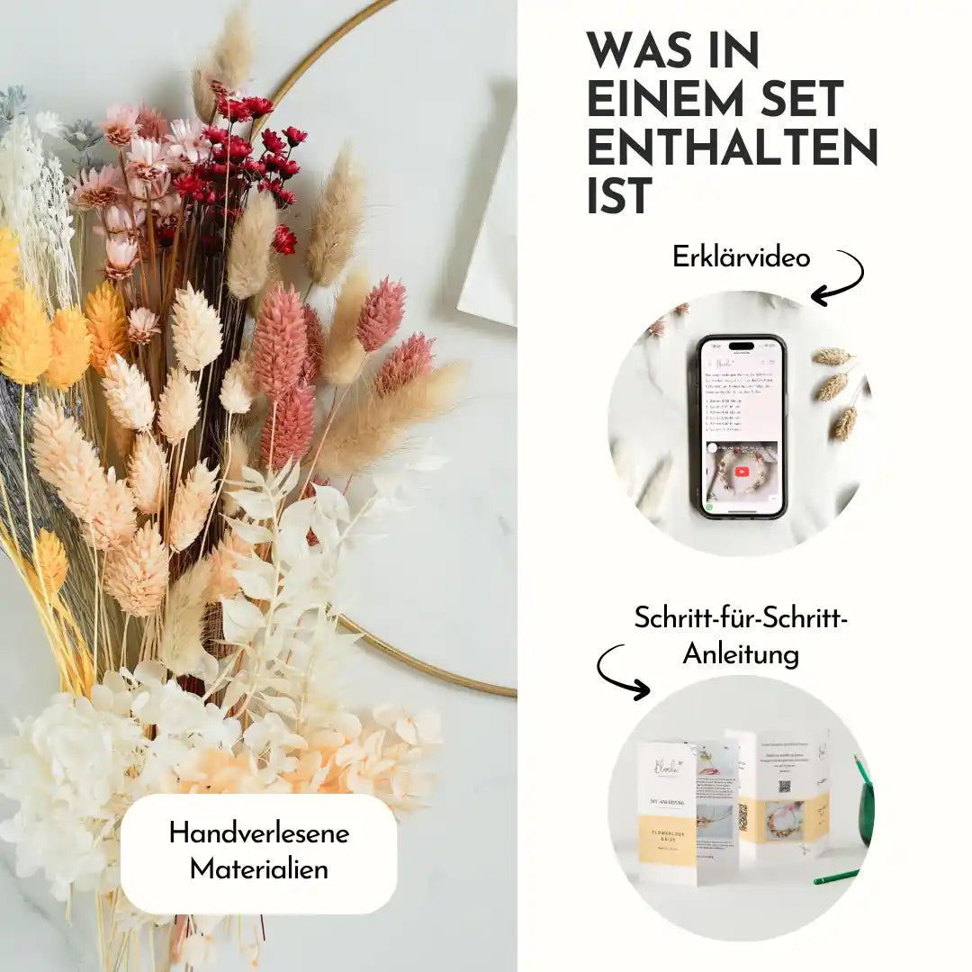DIY-Set Trockenblumen Wandkranz Daisy