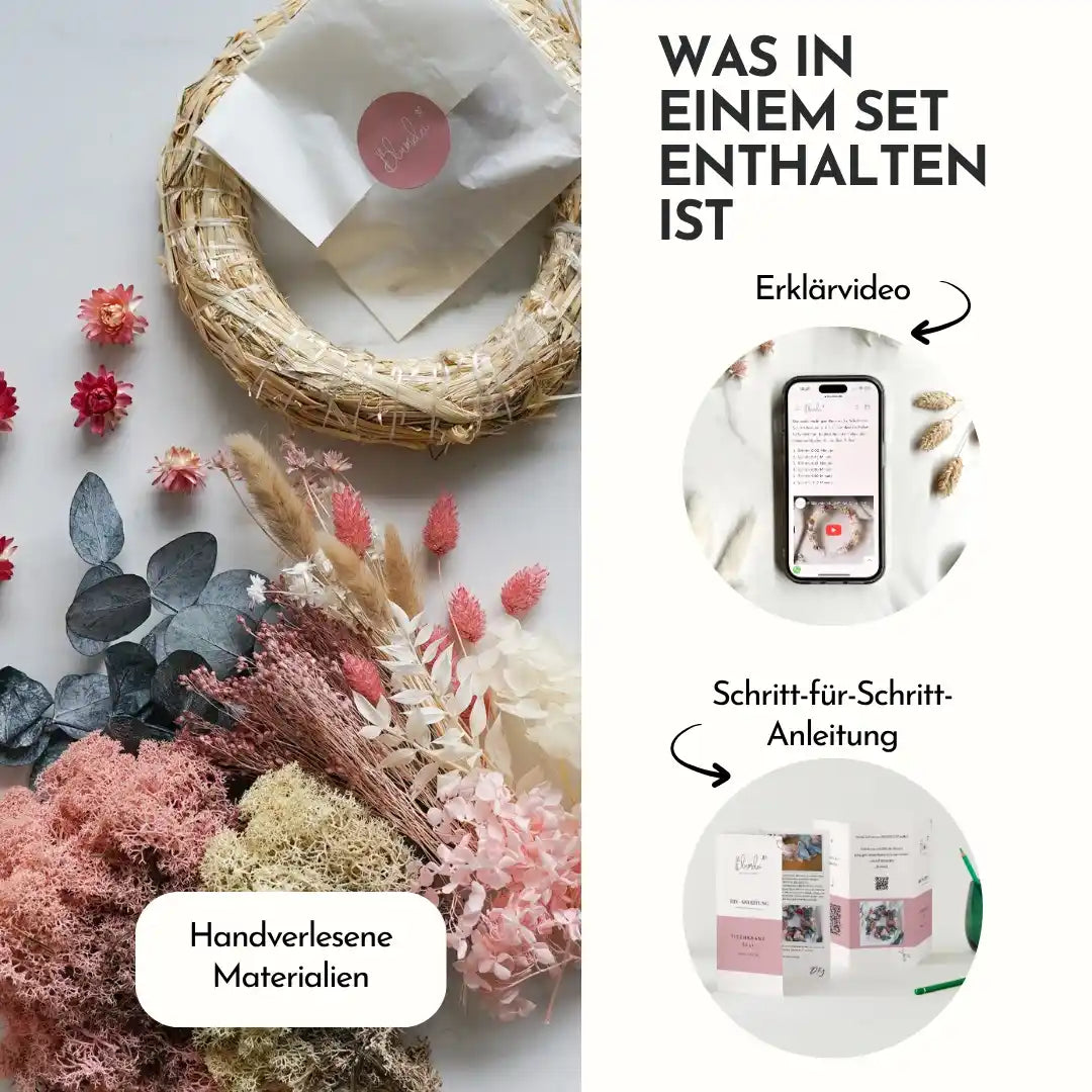 DIY-Set Trockenblumen Tischkranz Elli