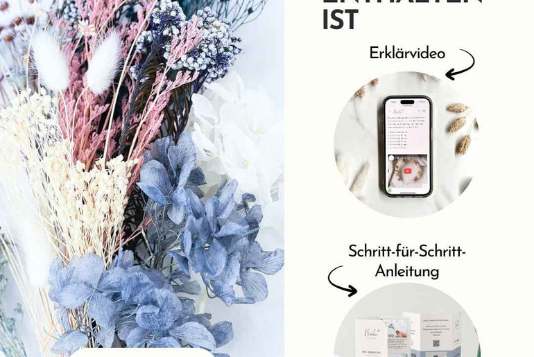 DIY-Set Trockenblumenkranz Judith mit Herz