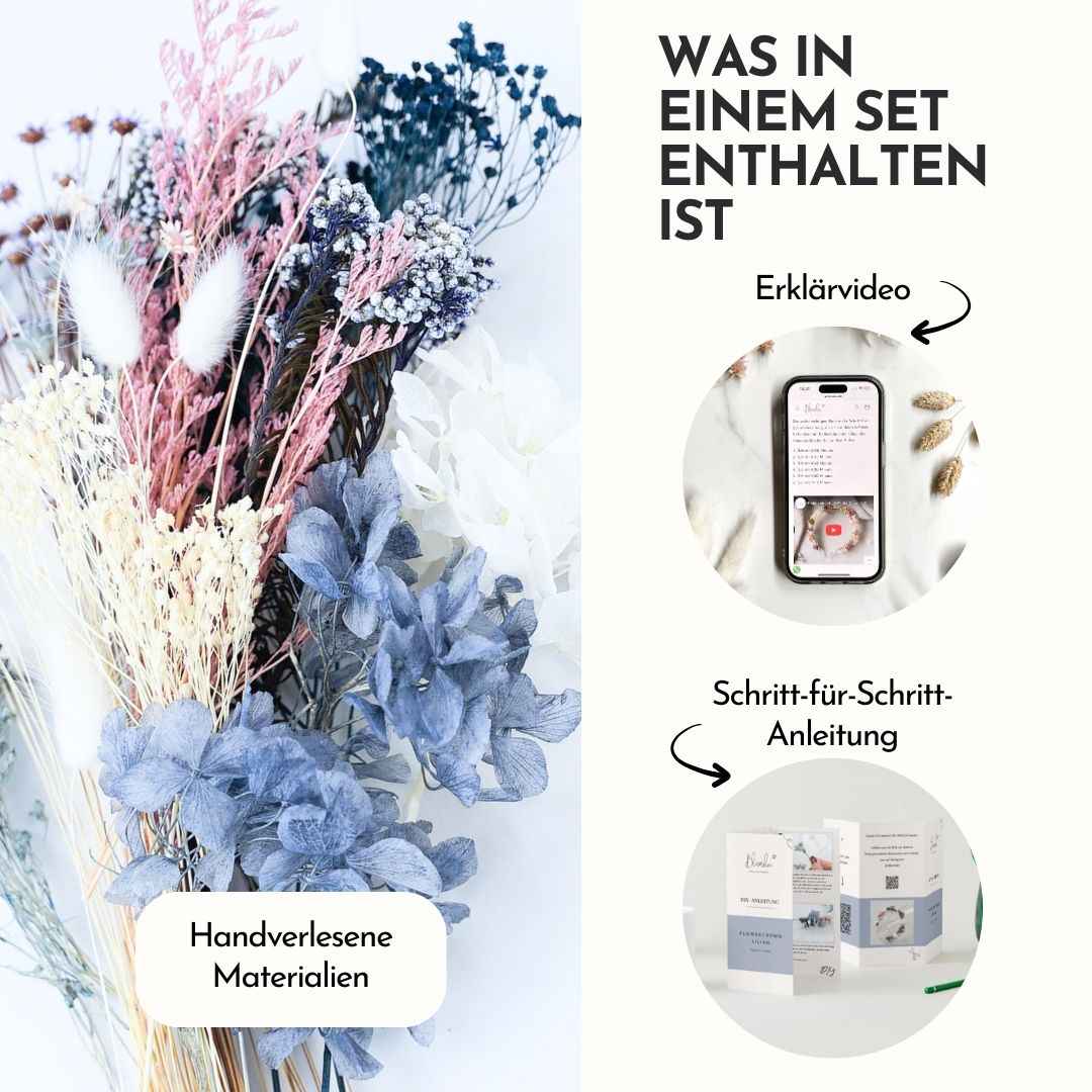 DIY-Set Trockenblumenkranz Judith mit Herz