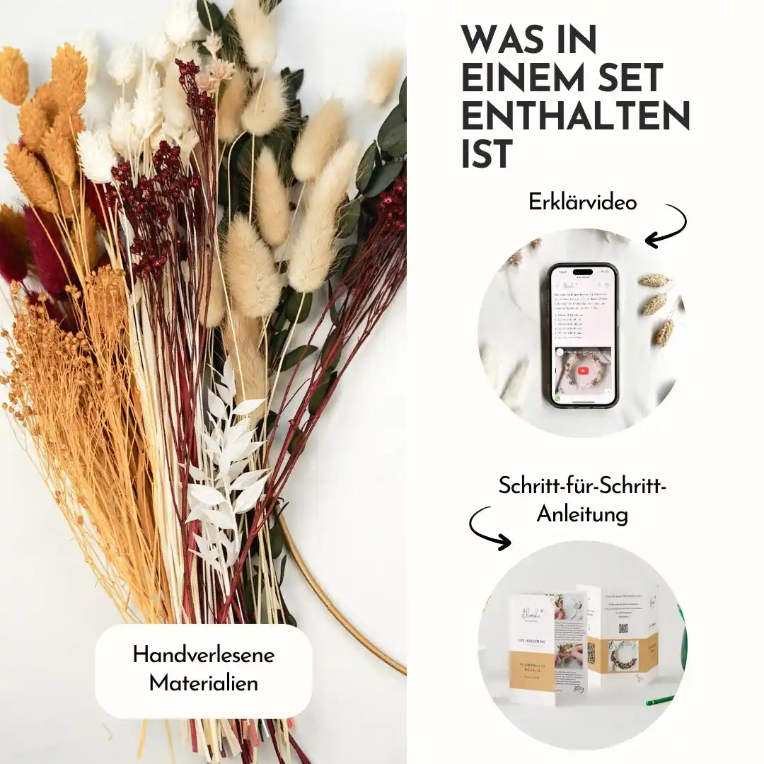 DIY-Set Trockenblumenkranz Rosalie gold