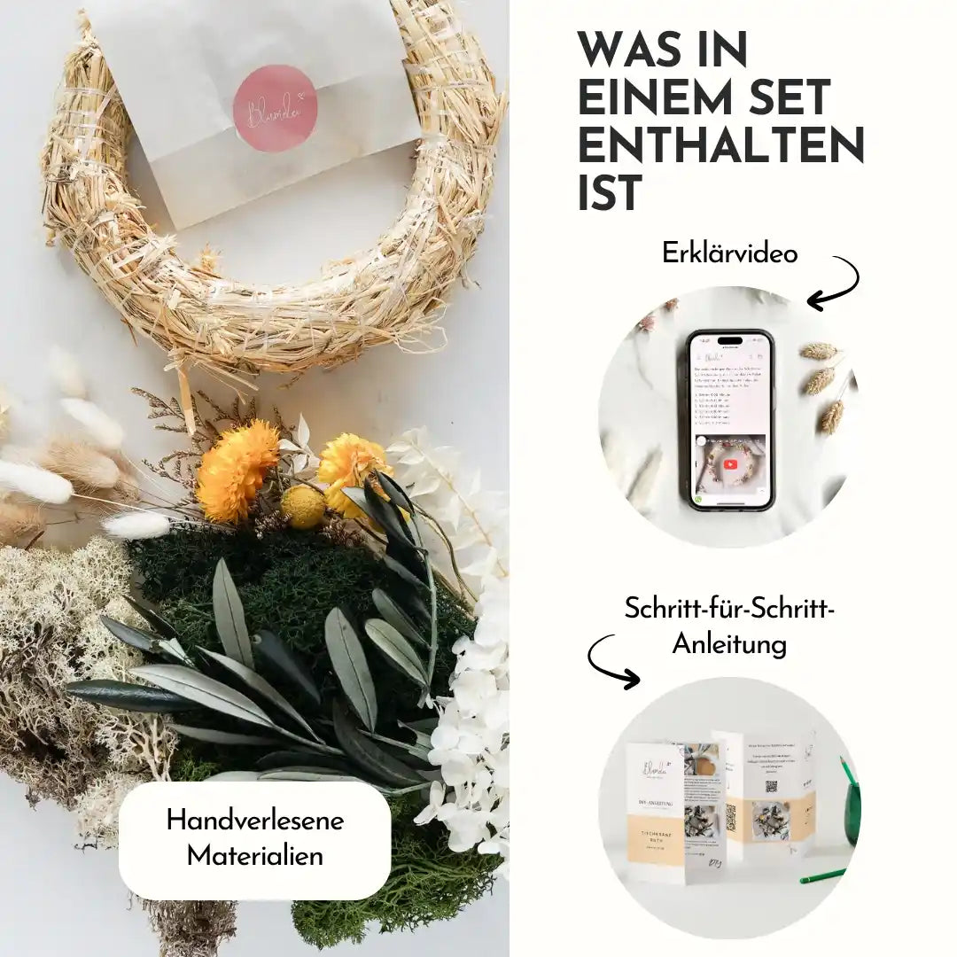 DIY-Set Trockenblumen Tischkranz Ruth