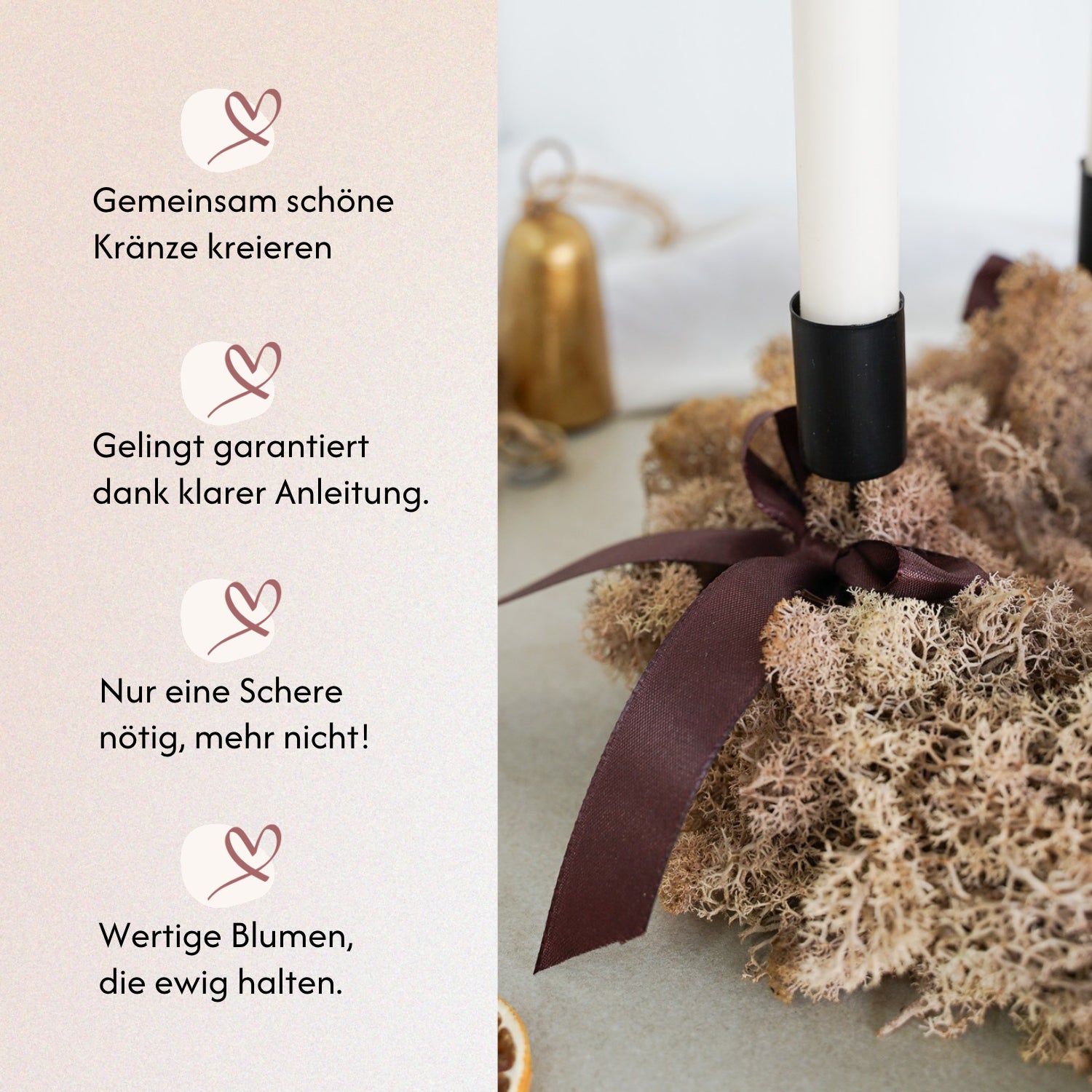 DIY-Set Adventskranz Bruna von Blumelei – gemeinsam Kränze kreieren, klare Anleitung, nur eine Schere nötig