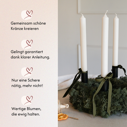 DIY-Set Adventskranz Lilibet von Blumelei – gemeinsam Kränze kreieren, klare Anleitung, nur eine Schere nötig