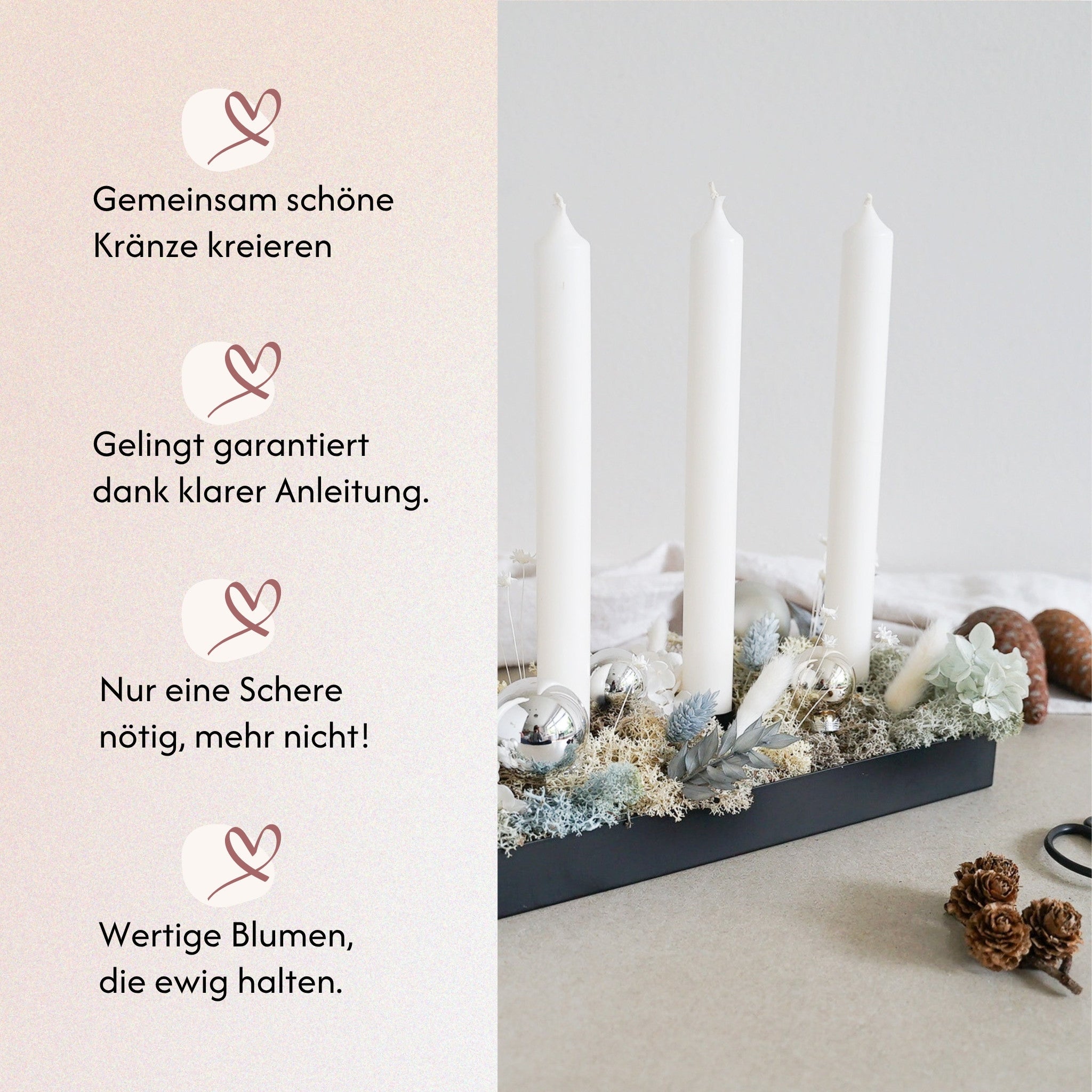 DIY-Set Adventstablett Liv Silber von Blumelei – weitere Produktansicht