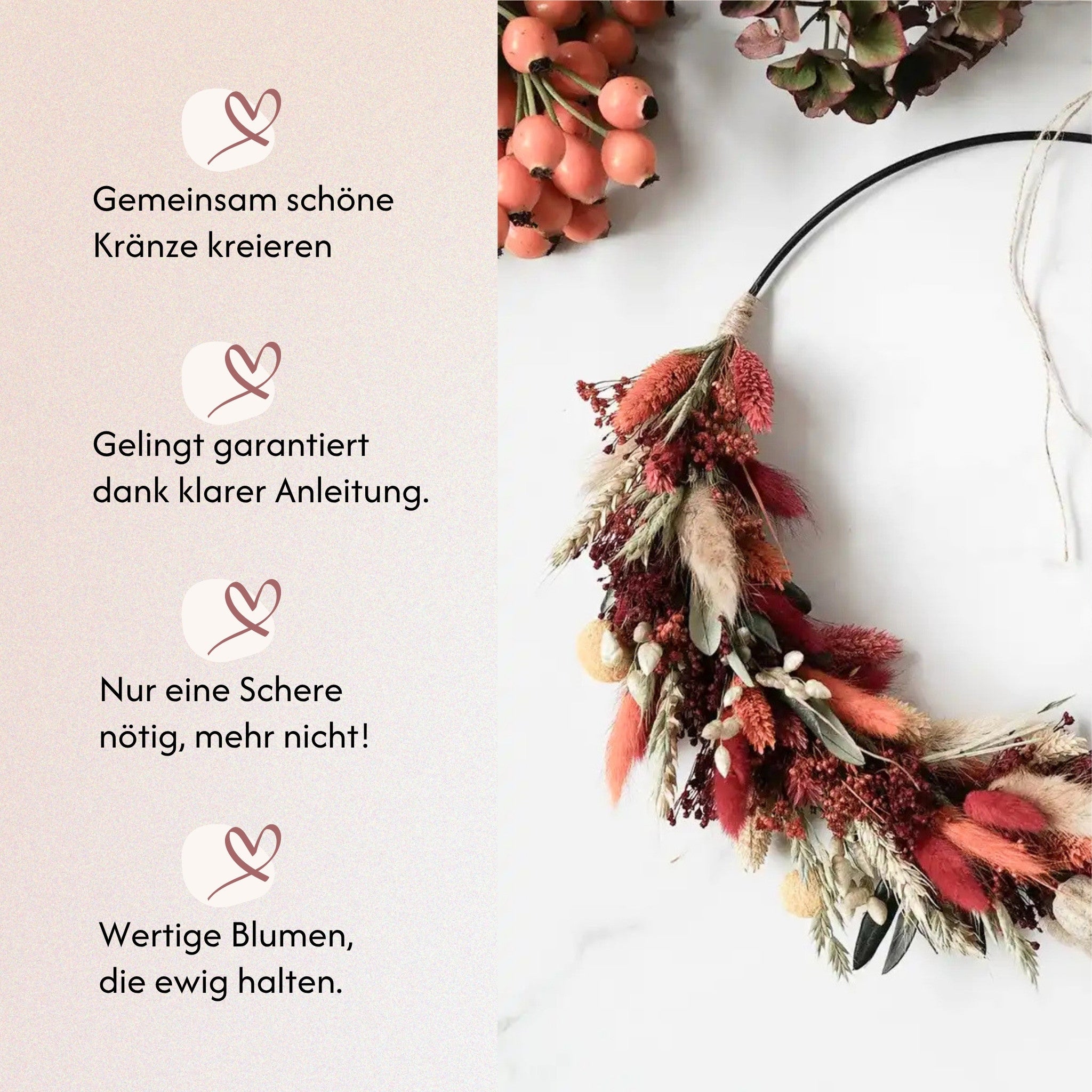 DIY-Set Herbstkranz Mathilda schwarz von Blumelei – weitere Produktansicht
