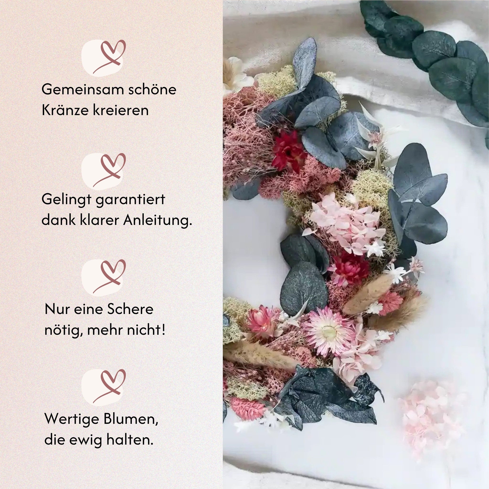 DIY-Set Trockenblumen Tischkranz Elli von Blumelei – weitere Produktansicht