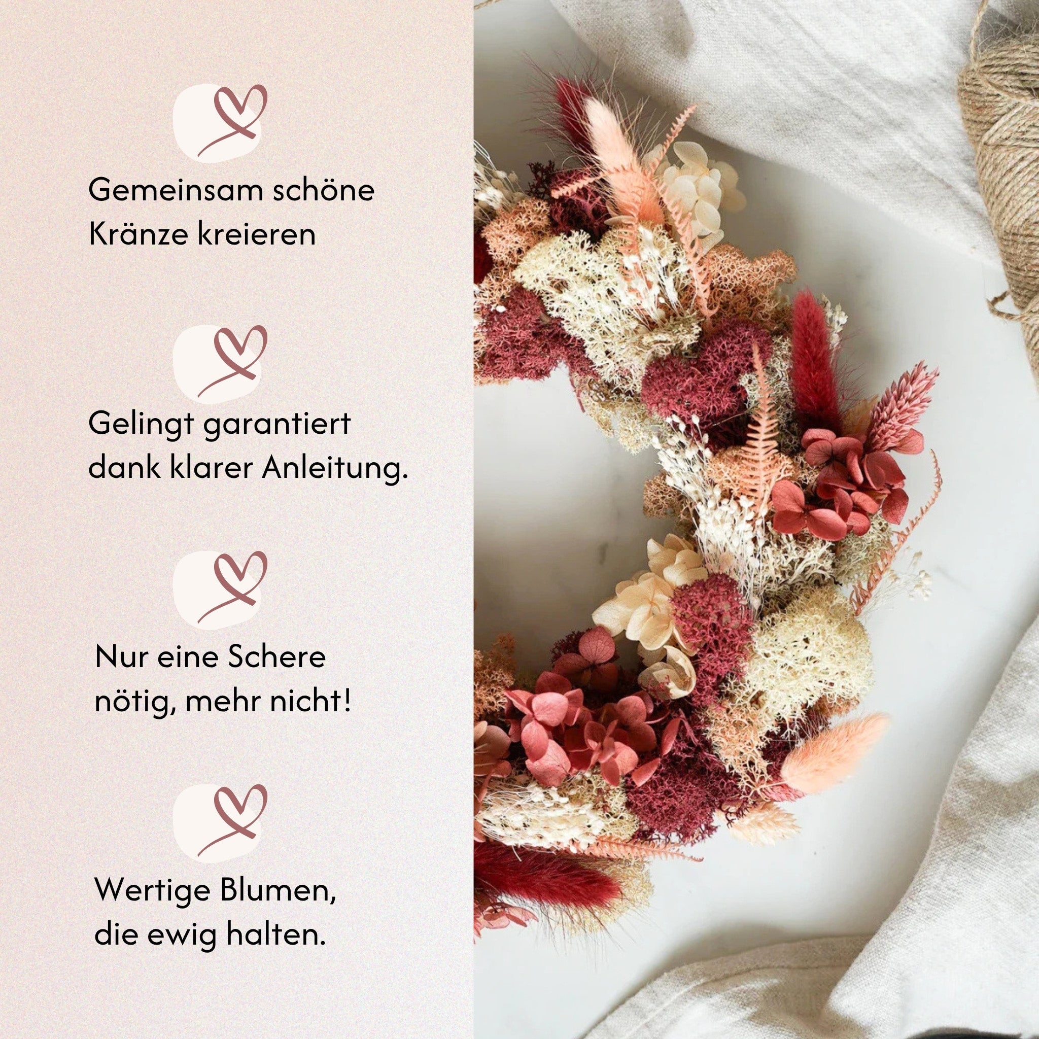 DIY-Set Trockenblumen Tischkranz Paulina von Blumelei – weitere Produktansicht