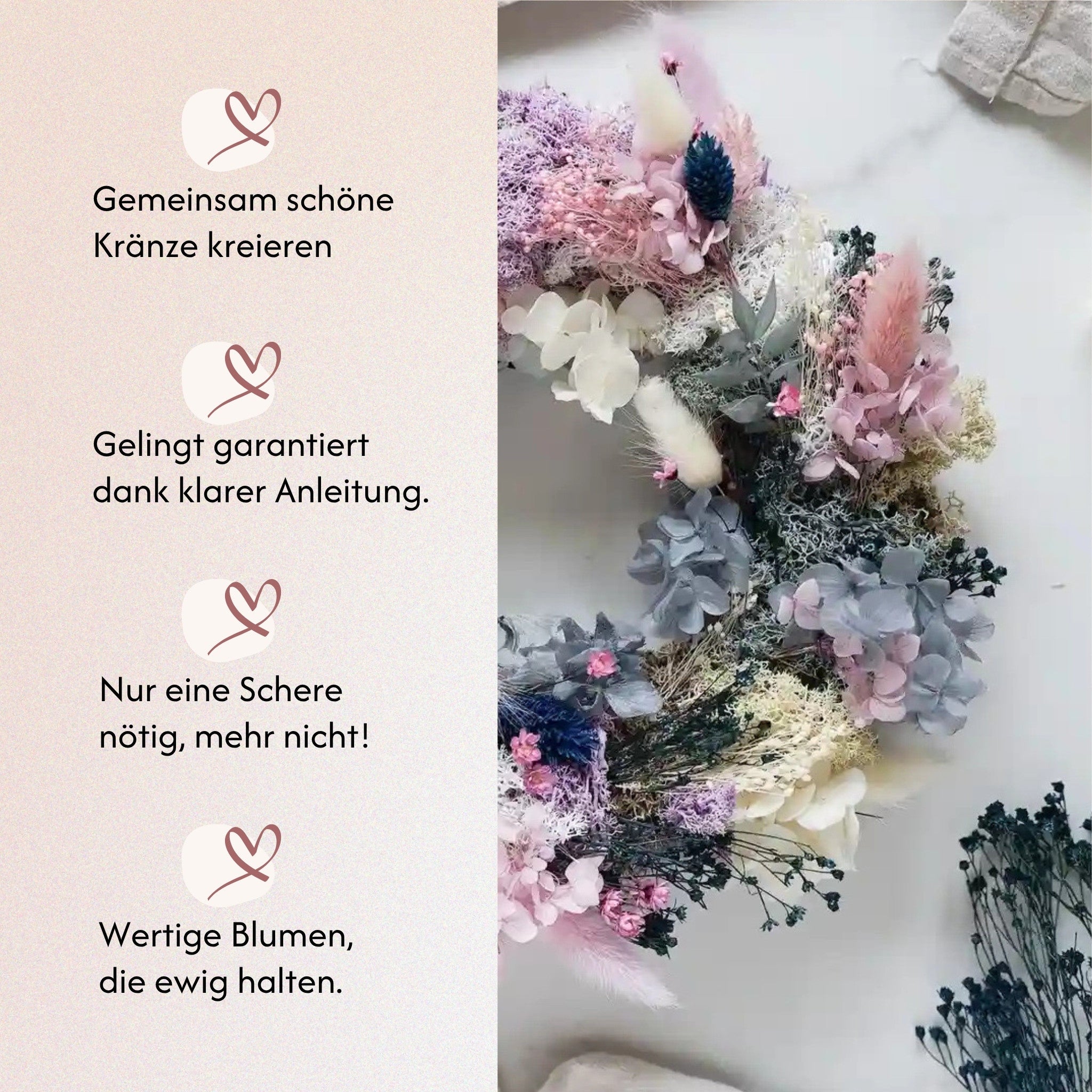 DIY-Set Trockenblumen Tischkranz Sarah von Blumelei – weitere Produktansicht