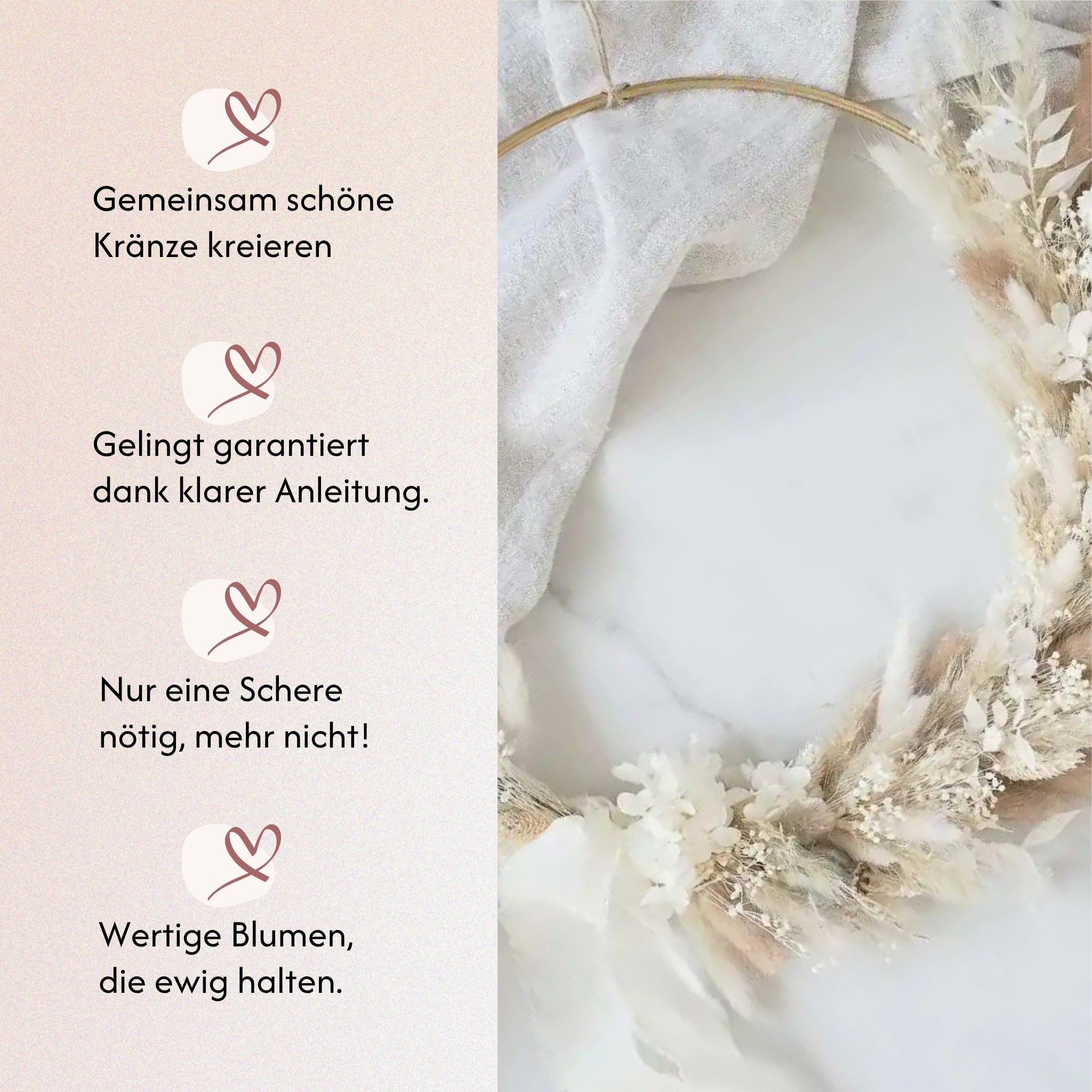 DIY-Set Trockenblumen Wandkranz Miri gold von Blumelei – weitere Produktansicht