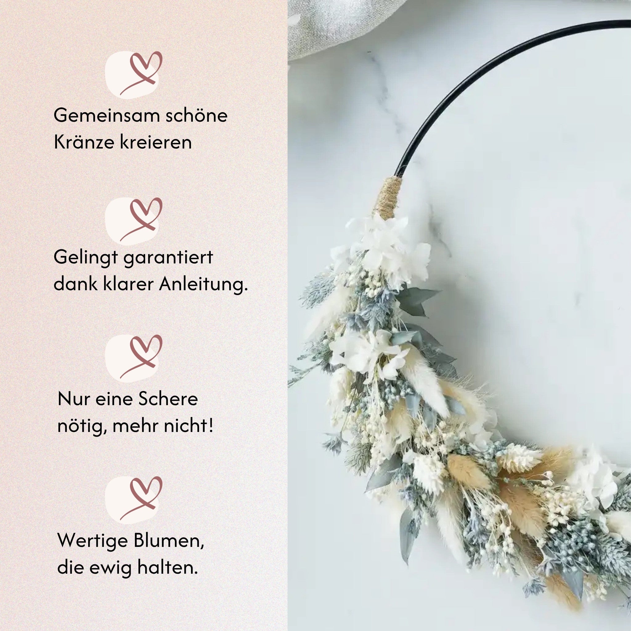 DIY-Set Trockenblumenkranz Lara schwarz von Blumelei – weitere Produktansicht