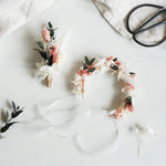 Trockenblumen-Blumenarmband und passender Haarreif – Set Paula