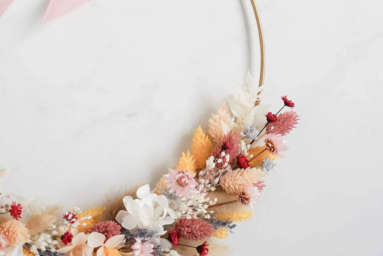 DIY-Set Trockenblumenkranz Daisy mit Herz