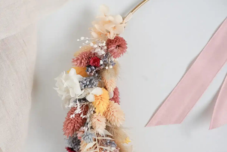 DIY-Set Trockenblumen Wandkranz Daisy