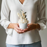 Trockenblumen Gesteck Alexa boho: DIY-Set mit 11 Trockenblumen für zarte Dekoration in Creme und Weiß