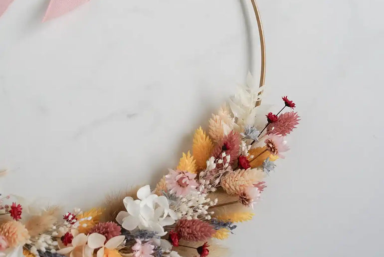 DIY-Set Trockenblumen Wandkranz Daisy