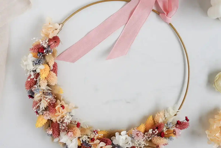DIY-Set Trockenblumen Wandkranz Daisy