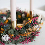 Trockenblumen-Weihnachtskranz Romy mit Kerzenhaltern