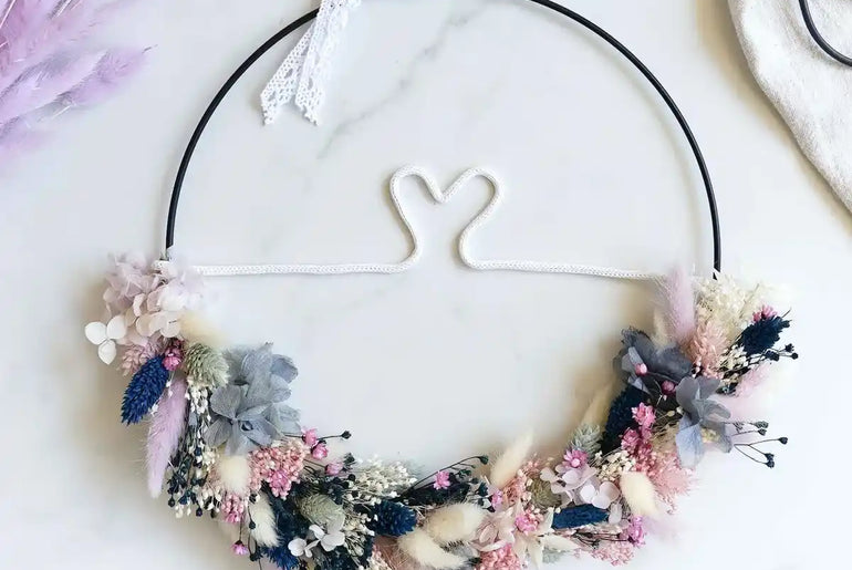 DIY-Set Trockenblumenkranz Judith mit Herz